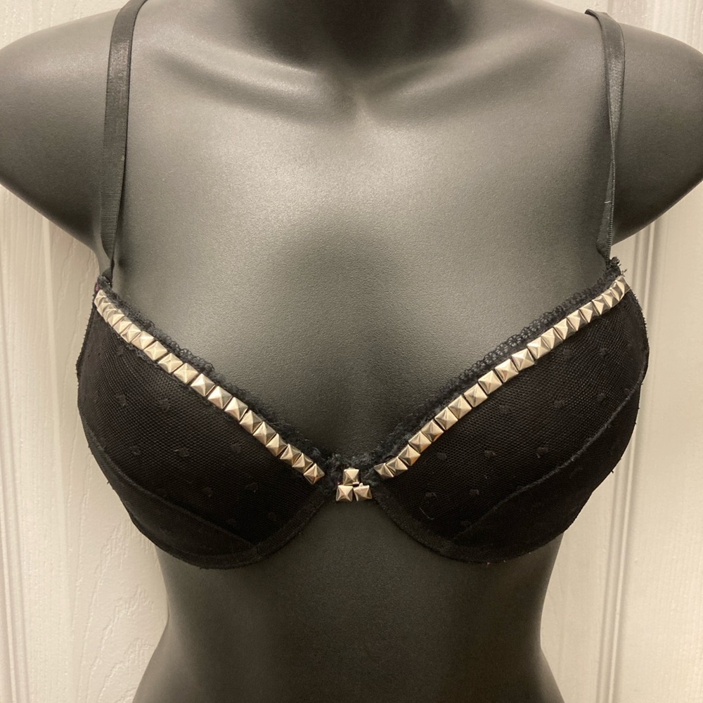 Hand Studded Black Bra - 34B